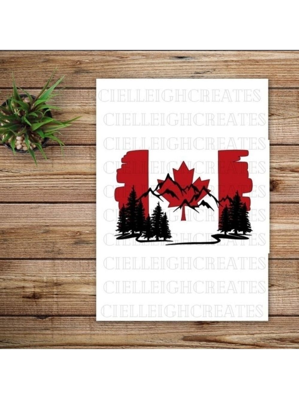 Canada flag & Mountains vinyl decal Sticker Handcrafted